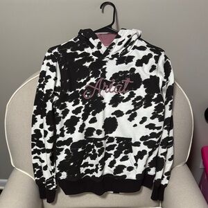 Ariat Black and White Cow Print Hoodie